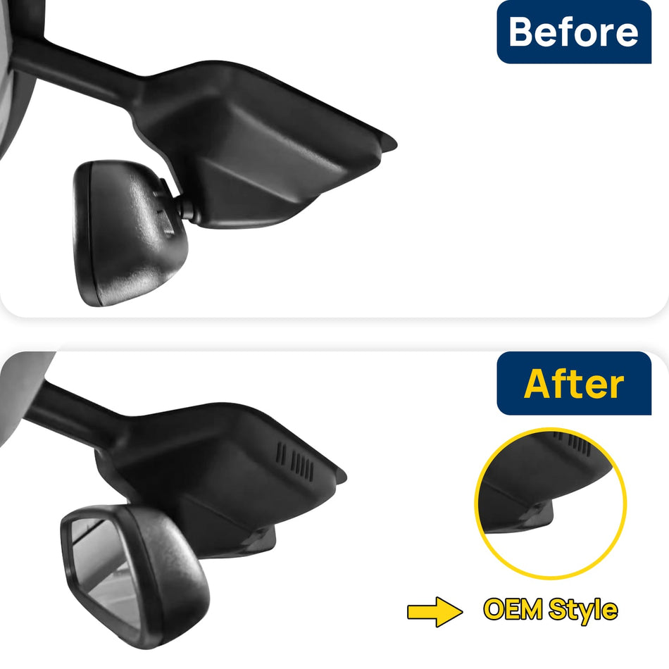 Vorher-Nachher Vergleich: Xplywi 1080P Frontkamera Dashcam Kompatibel mit Peugeot 408 T7 T9 Mk1 Mk2 2010-2024, diskrete OEM-Installation