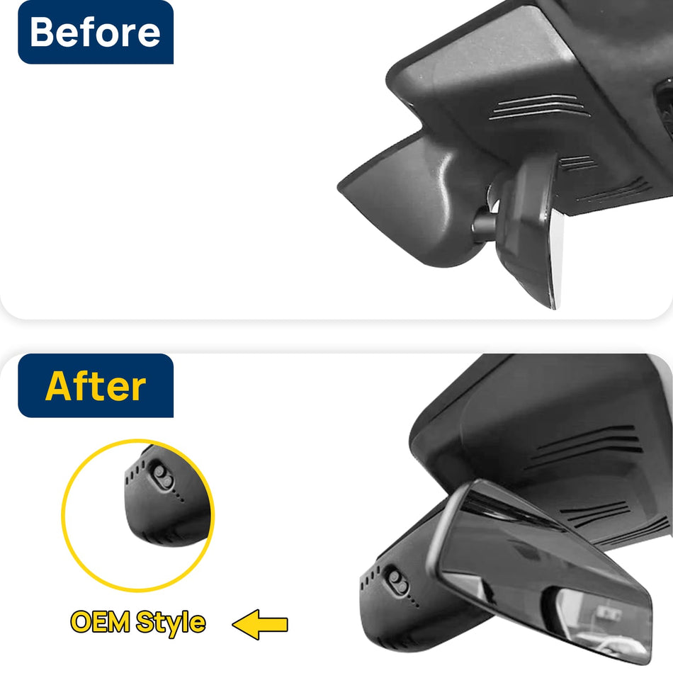 Vorher-Nachher Vergleich: Xplywi 1080P Frontkamera Dashcam Kompatibel mit BMW 3 Series G20 2019 2020, diskrete OEM-Installation