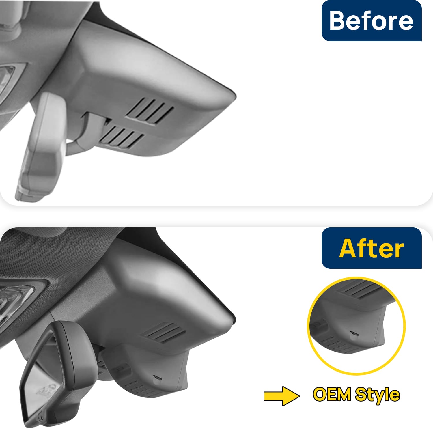 Vorher-Nachher Vergleich: Xplywi 2K Frontkamera Dashcam Kompatibel mit Hongqi H5 2020-2022, diskrete OEM-Installation