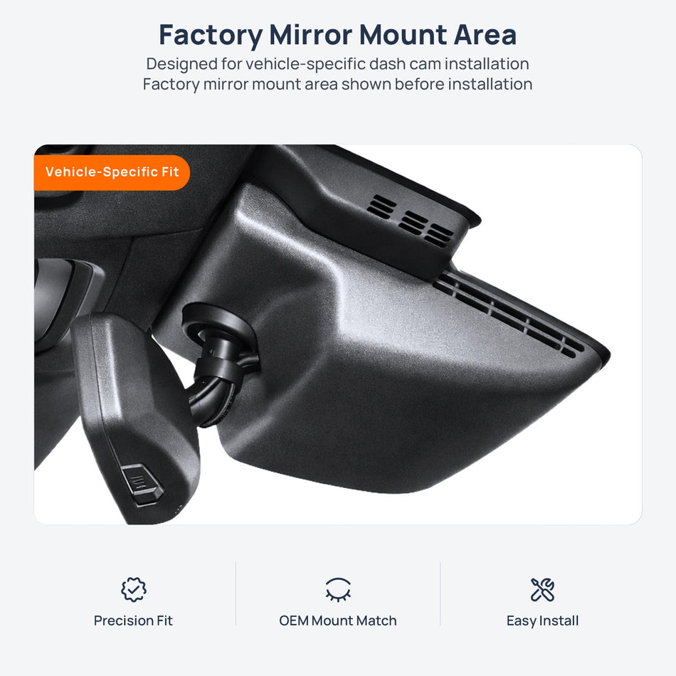 Factory mirror mount area for Lexus LS dash cam installation