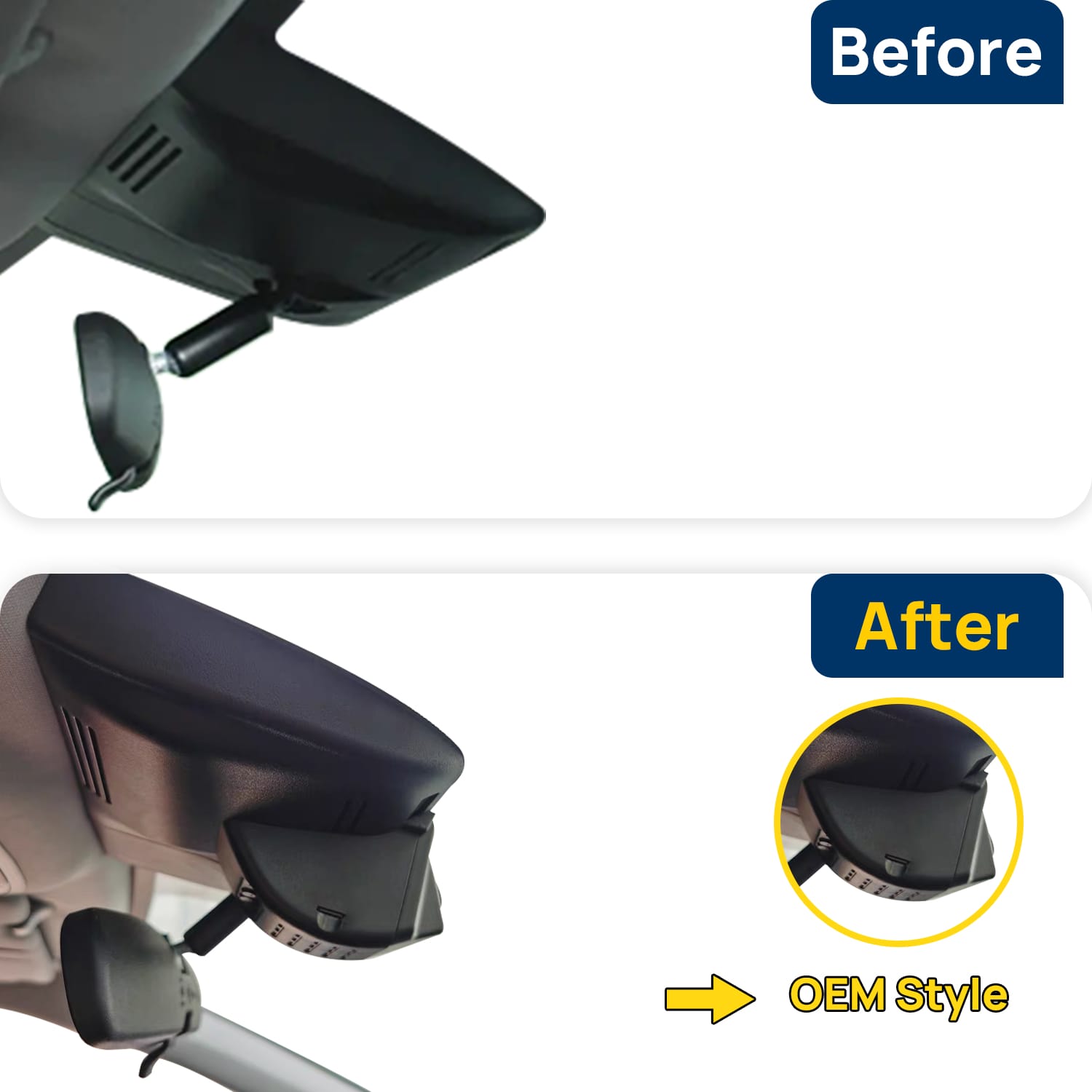 Vorher-Nachher Vergleich: Xplywi 4K Frontkamera Dashcam Kompatibel mit Honda CR-V 2017-2022, diskrete OEM-Installation