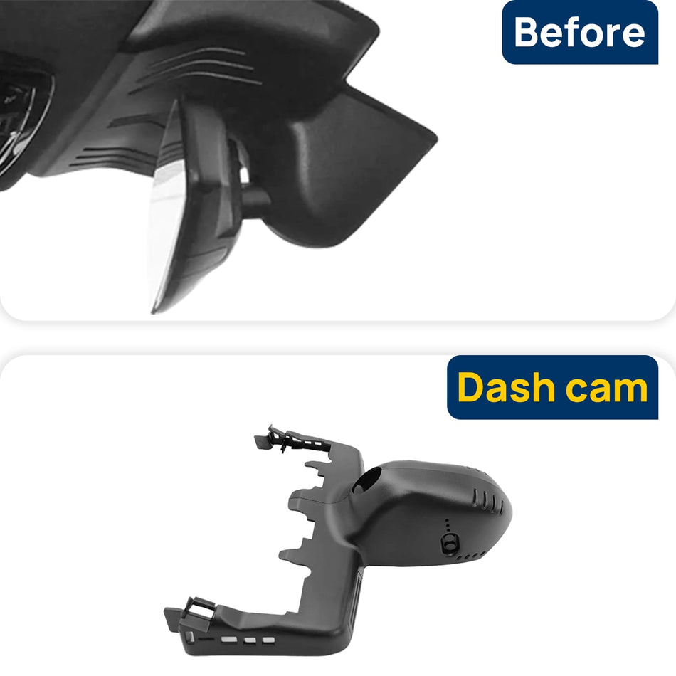 Vorher-Nachher Vergleich: Xplywi 2K/1080P Doppel Dashcam Autokamera Kompatibel mit BMW i4 G26 BEV 2022-2025, diskrete OEM-Installation