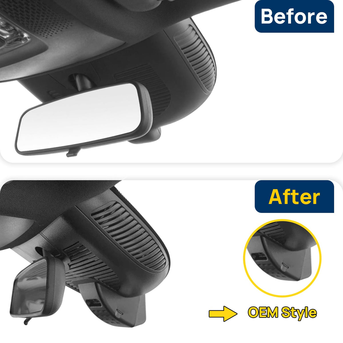 Vorher-Nachher Vergleich: Xplywi 1080P Frontkamera Dashcam Kompatibel mit Mercedes-Benz AMG GLA35 GLA200 GLA220 H247 2024 2025, diskrete OEM-Installation