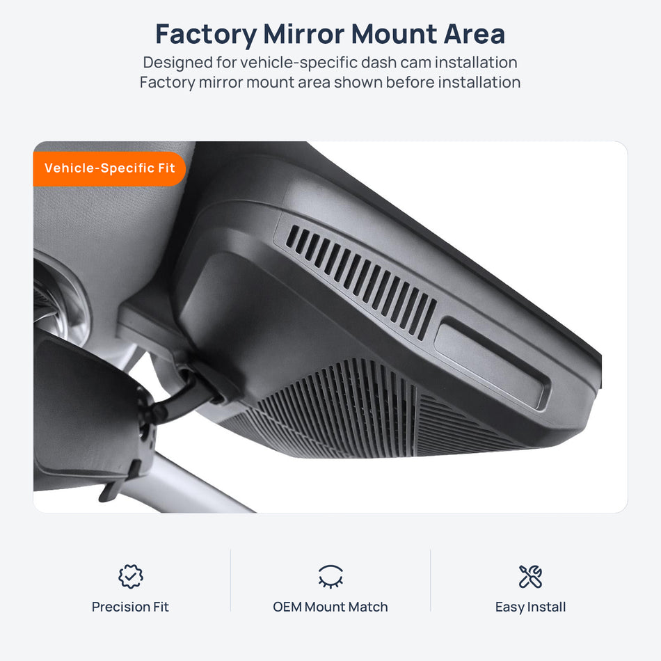 Factory mirror mount area for EXEED RX dash cam installation