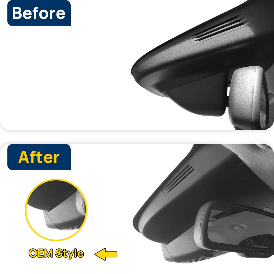 Vorher-Nachher Vergleich: Xplywi 1080P Frontkamera Dashcam Kompatibel mit Alfa Romeo Stelvio 949 Giulia 952 2016-2025, diskrete OEM-Installation