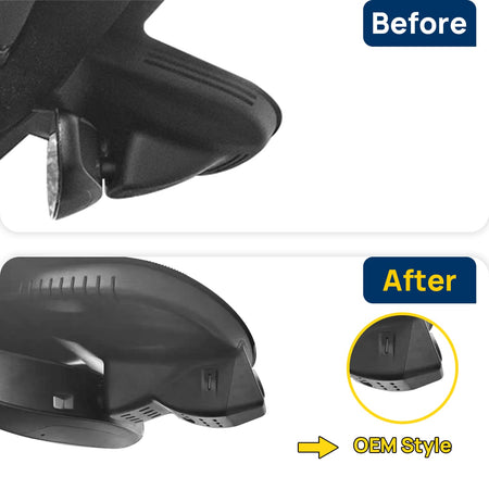 Vorher-Nachher Vergleich: Xplywi 2K Frontkamera Dashcam Kompatibel mit Ferrari F8 2019 2020, diskrete OEM-Installation