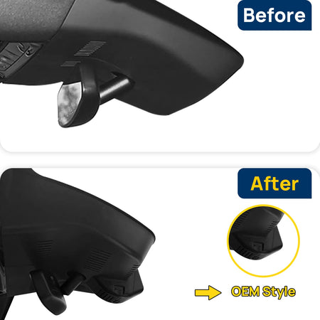 Vorher-Nachher Vergleich: Xplywi 1080P Frontkamera Dashcam Kompatibel mit Cadillac XT5 2025, diskrete OEM-Installation