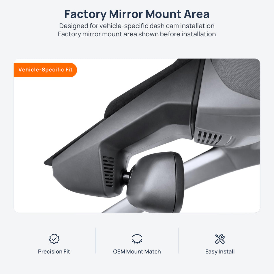 Factory mirror mount area for Peugeot 5008 dash cam installation