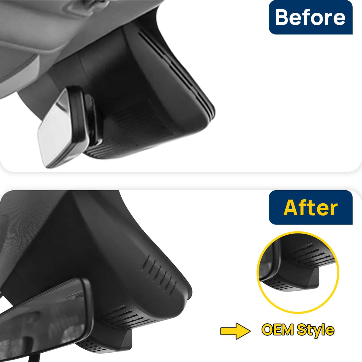 Vorher-Nachher Vergleich: Xplywi 2K/1080P Doppel Dashcam Autokamera Kompatibel mit BYD Song Pro 2019-2025, diskrete OEM-Installation