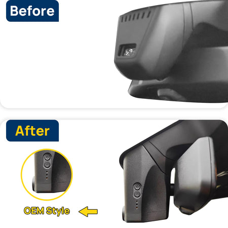 Vorher-Nachher Vergleich: Xplywi 1080P Frontkamera Dashcam Kompatibel mit BMW 5 Series G30 G31 2018-2020, diskrete OEM-Installation