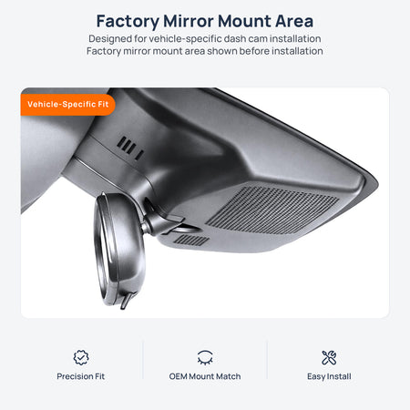 Factory mirror mount area for Dongfeng Aeolus Shine Max dash cam installation