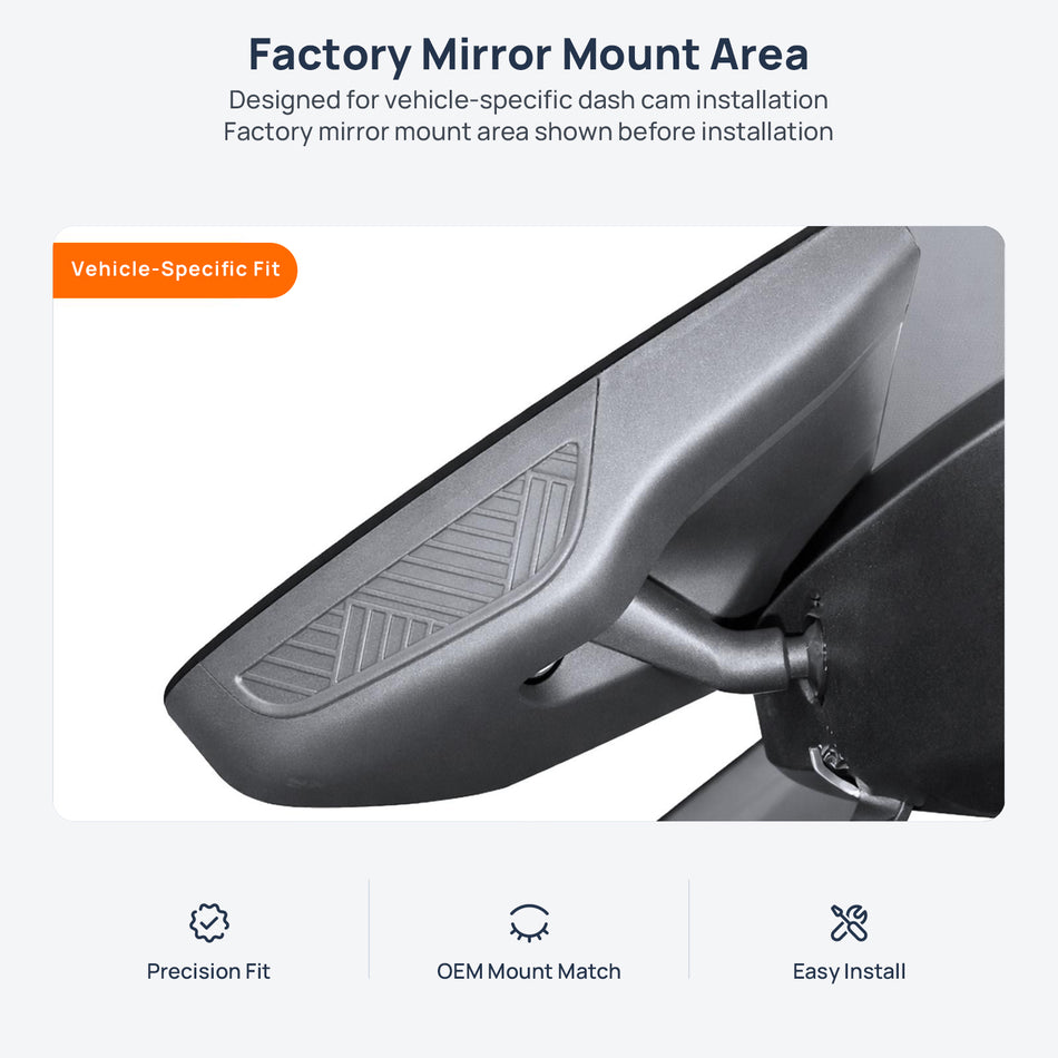 Factory mirror mount area for Roewe RX5 MAX dash cam installation