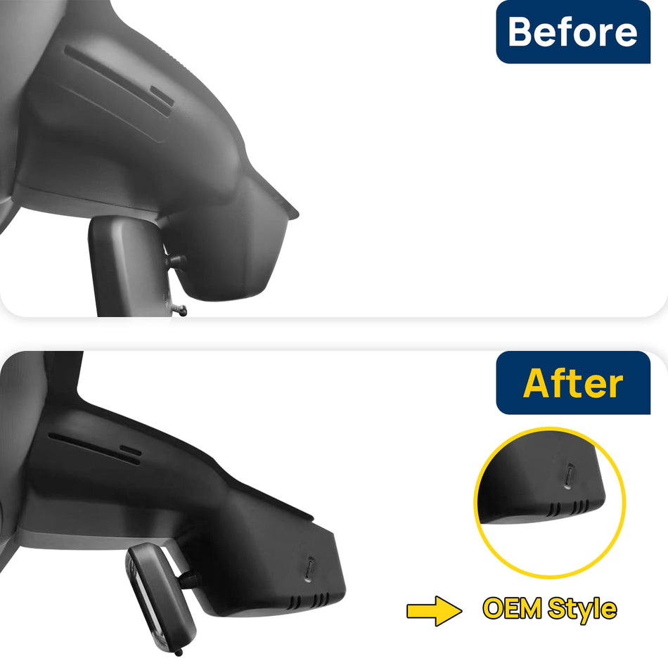 Vorher-Nachher Vergleich: Xplywi 1080P Frontkamera Dashcam Kompatibel mit Opel Astra Vauxhall Astra 2021-2024, diskrete OEM-Installation