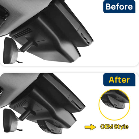 Vorher-Nachher Vergleich: Xplywi 2K Frontkamera Dashcam Kompatibel mit Toyota Camry Mk9 XV80 2024 2025, diskrete OEM-Installation