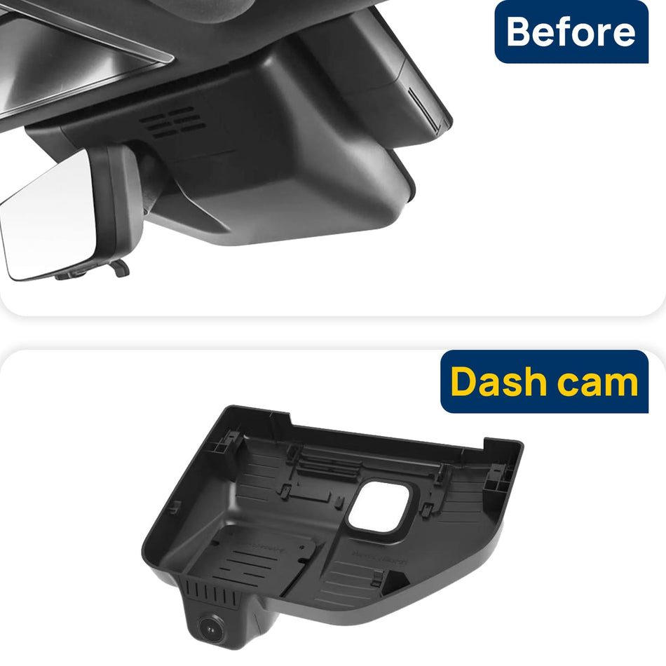 Vorher-Nachher Vergleich: Xplywi 2K Frontkamera Dashcam Kompatibel mit Lexus LX 700h 2025, diskrete OEM-Installation