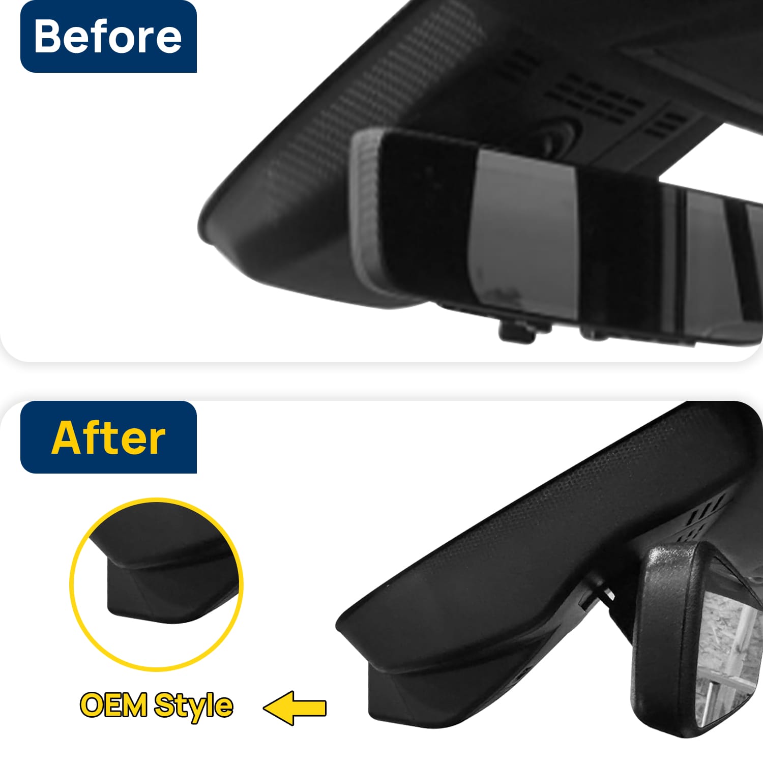 Vorher-Nachher Vergleich: Xplywi 1080P Frontkamera Dashcam Kompatibel mit Toyota Grand Highlander (AS10) 2024 2025, diskrete OEM-Installation