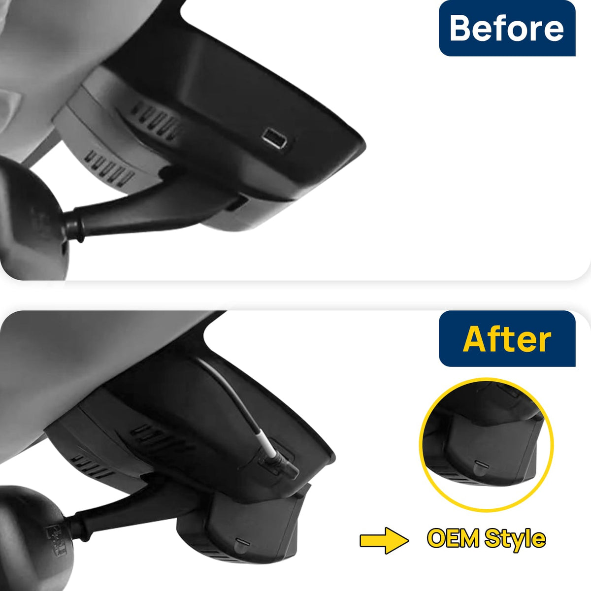 Vorher-Nachher Vergleich: Xplywi 4K/1080P Doppel Dashcam Autokamera Kompatibel mit Haval F7i F7 2019 2020, diskrete OEM-Installation