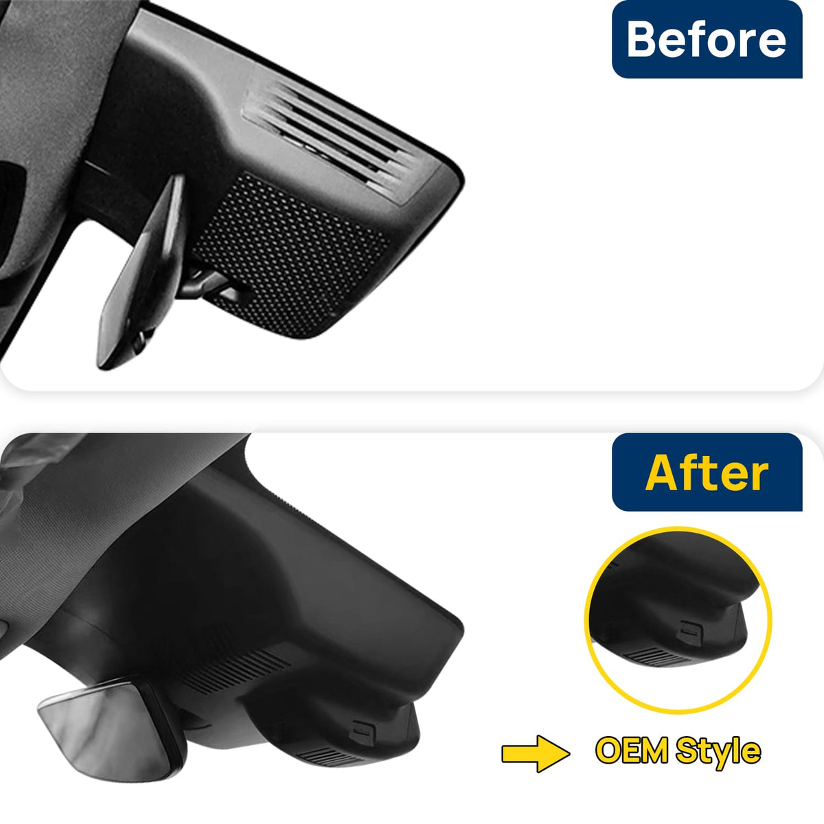 Vorher-Nachher Vergleich: Xplywi 2K Frontkamera Dashcam Kompatibel mit Roewe RX5 MG HS 2023-2025, diskrete OEM-Installation