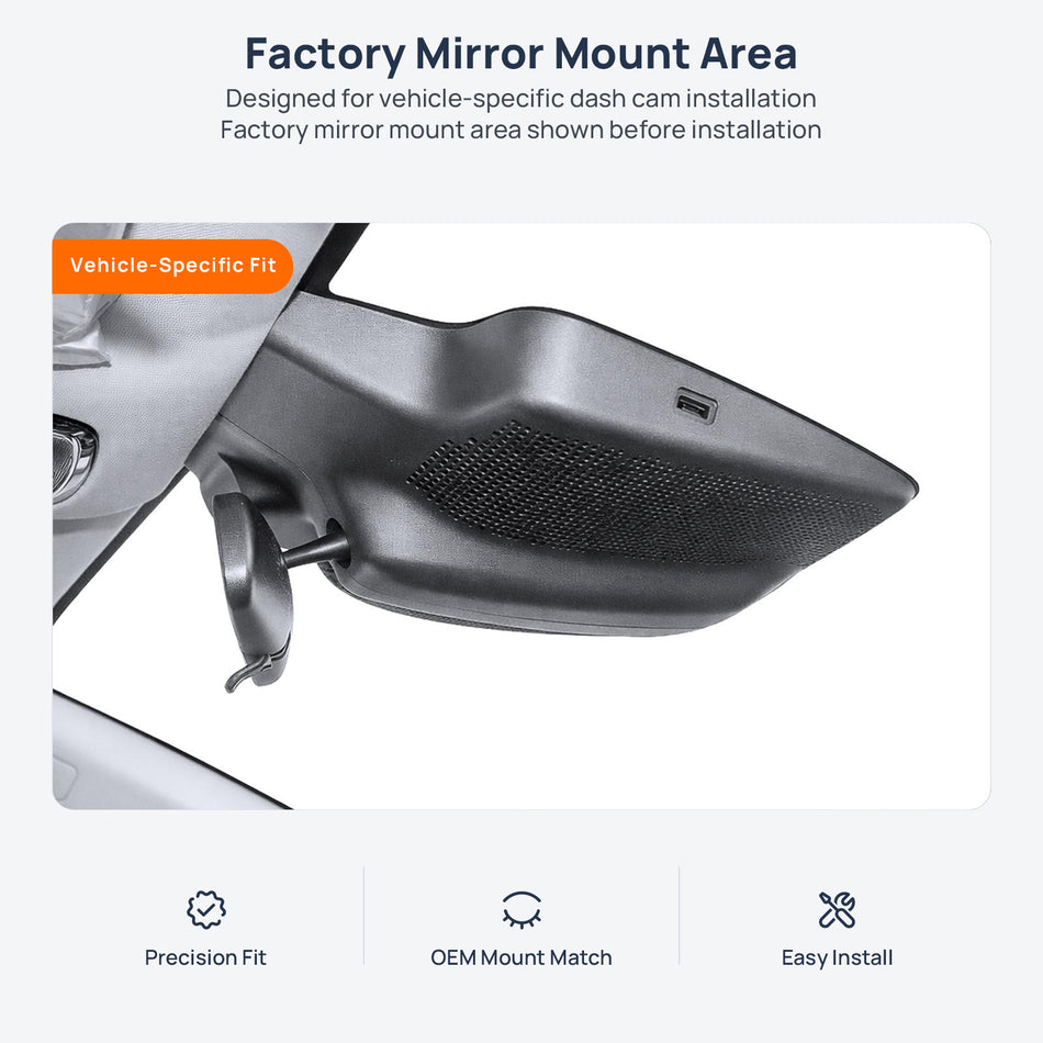 Factory mirror mount area for AION V Plus dash cam installation