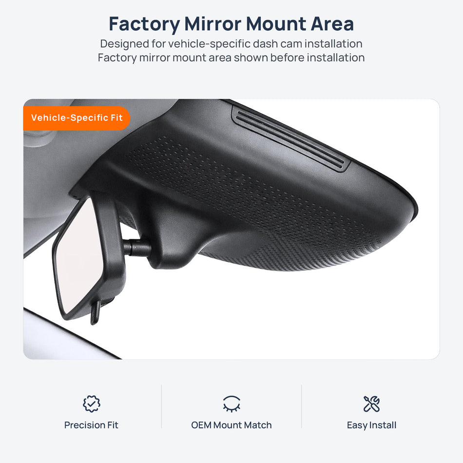 Factory mirror mount area for AION RT dash cam installation