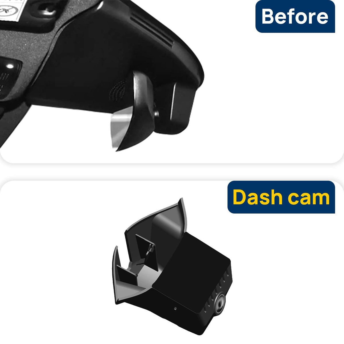 Vorher-Nachher Vergleich: Xplywi 2K/1080P Doppel Dashcam Autokamera Kompatibel mit Ferrari Roma 2020-2023, diskrete OEM-Installation