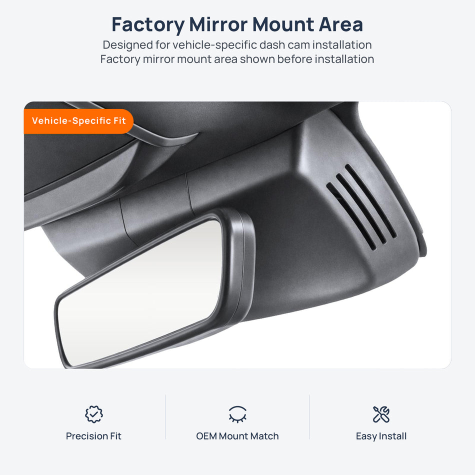 Factory mirror mount area for BYD Song Max dash cam installation