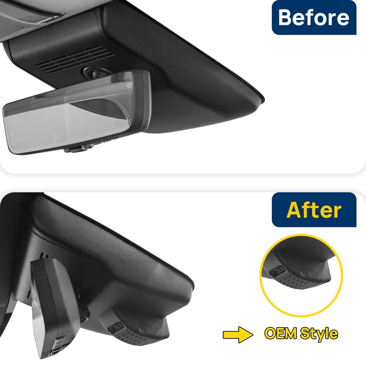 Vorher-Nachher Vergleich: Xplywi 2K Frontkamera Dashcam Kompatibel mit Toyota Alphard Vellfire (AH40) 2022-2025, diskrete OEM-Installation