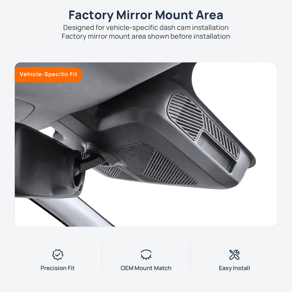 Factory mirror mount area for Chery Explore 06 dash cam installation