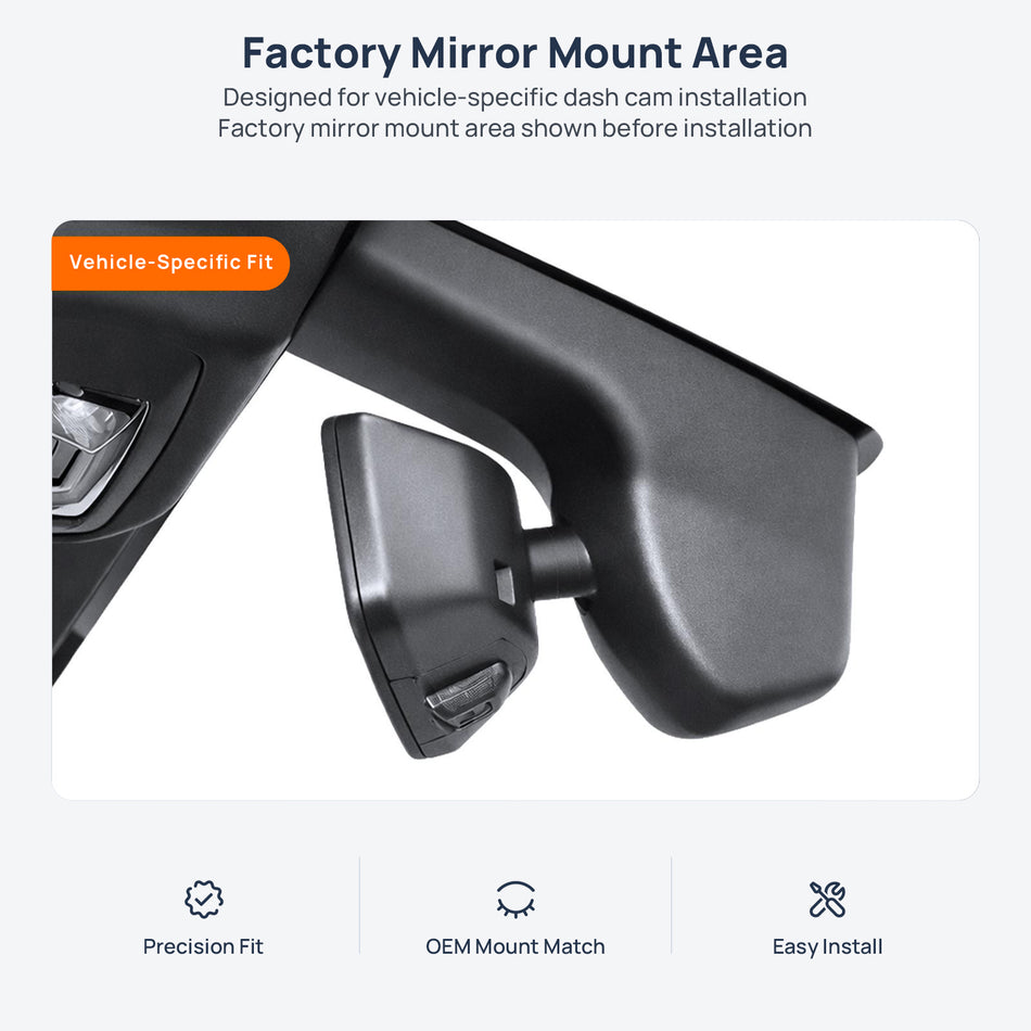 Factory mirror mount area for BMW M8 F91/F92/F93 dash cam installation