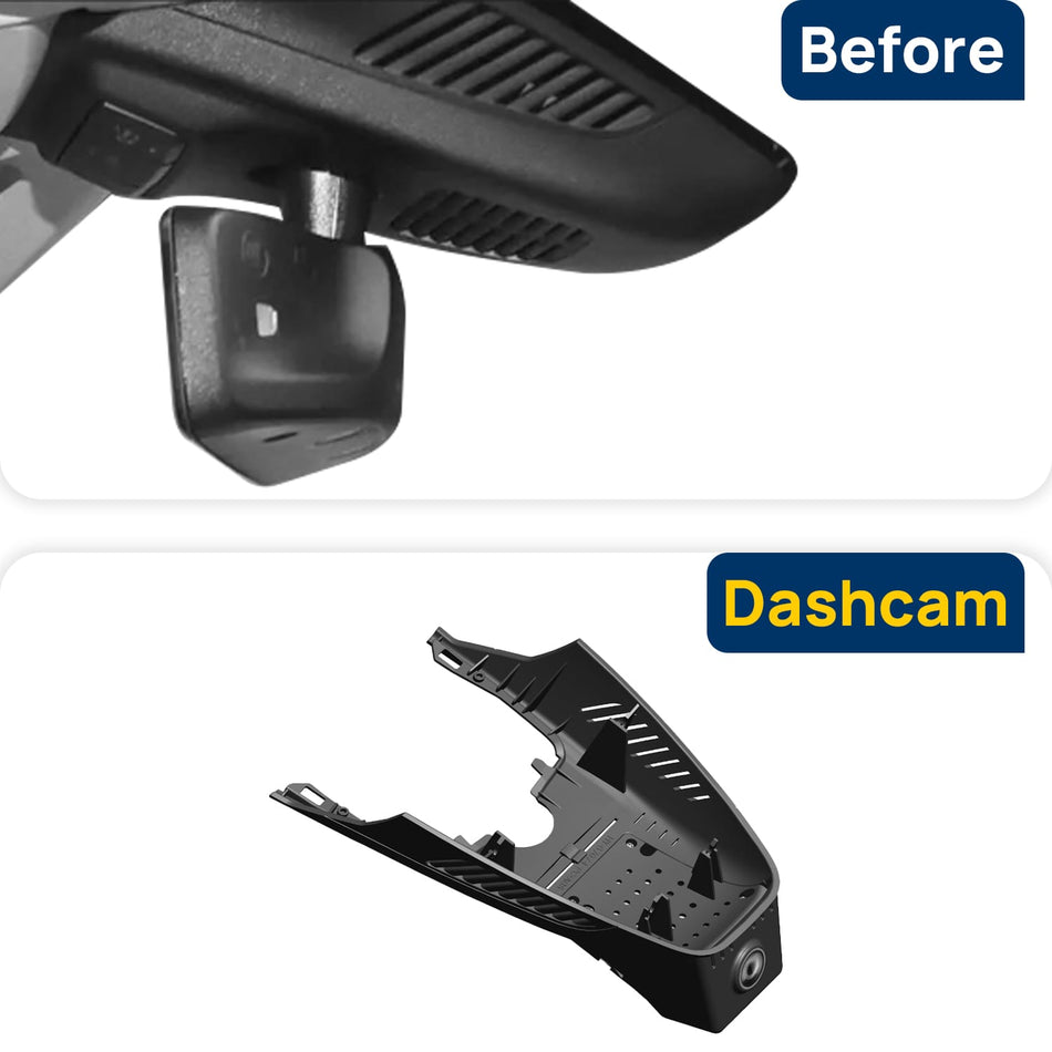 Vorher-Nachher Vergleich: Xplywi 4K/1080P Doppel Dashcam Autokamera Kompatibel mit Mercedes-Benz E-Class E260 Convertible W213 2021, diskrete OEM-Installation