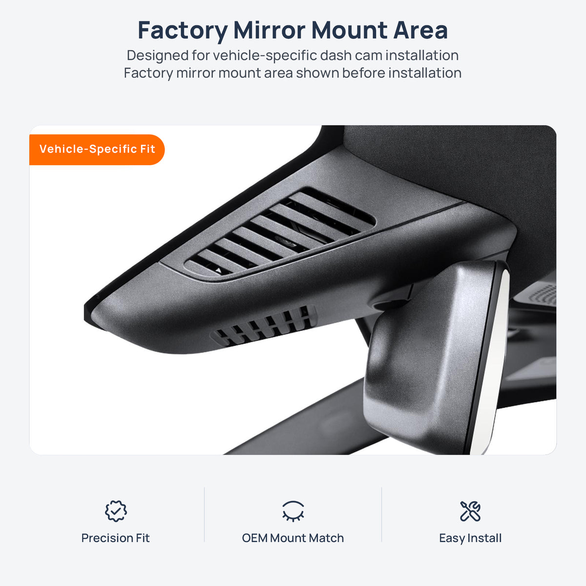 Factory mirror mount area for Mercedes-Benz GLE W166 dash cam installation