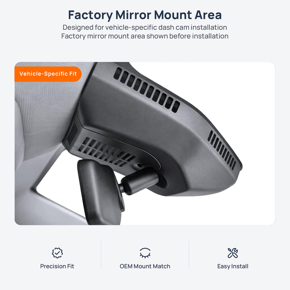 Factory mirror mount area for GMC Terrain dash cam installation