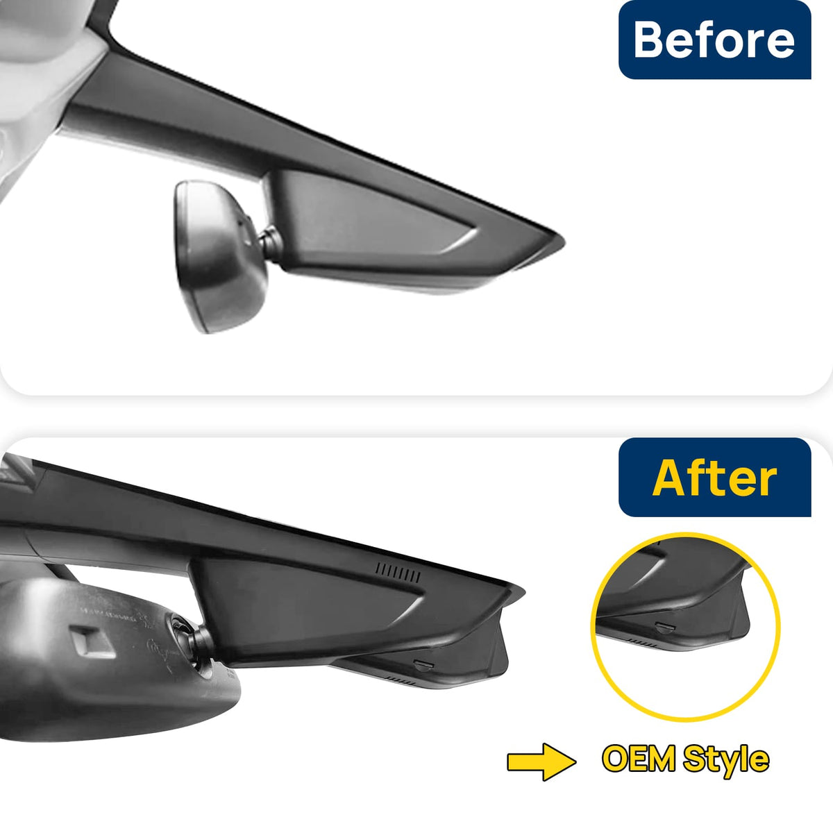 Vorher-Nachher Vergleich: Xplywi 1080P Frontkamera Dashcam Kompatibel mit DS 6 DS6 2014-2020, diskrete OEM-Installation