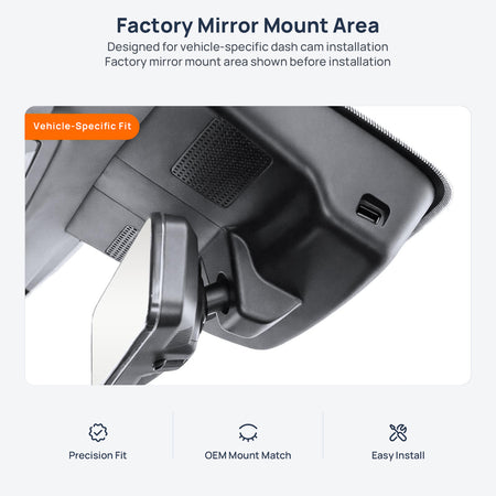 Factory mirror mount area for Hongqi HS5 dash cam installation