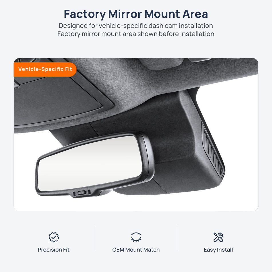 Factory mirror mount area for Roewe RX5 MAX dash cam installation