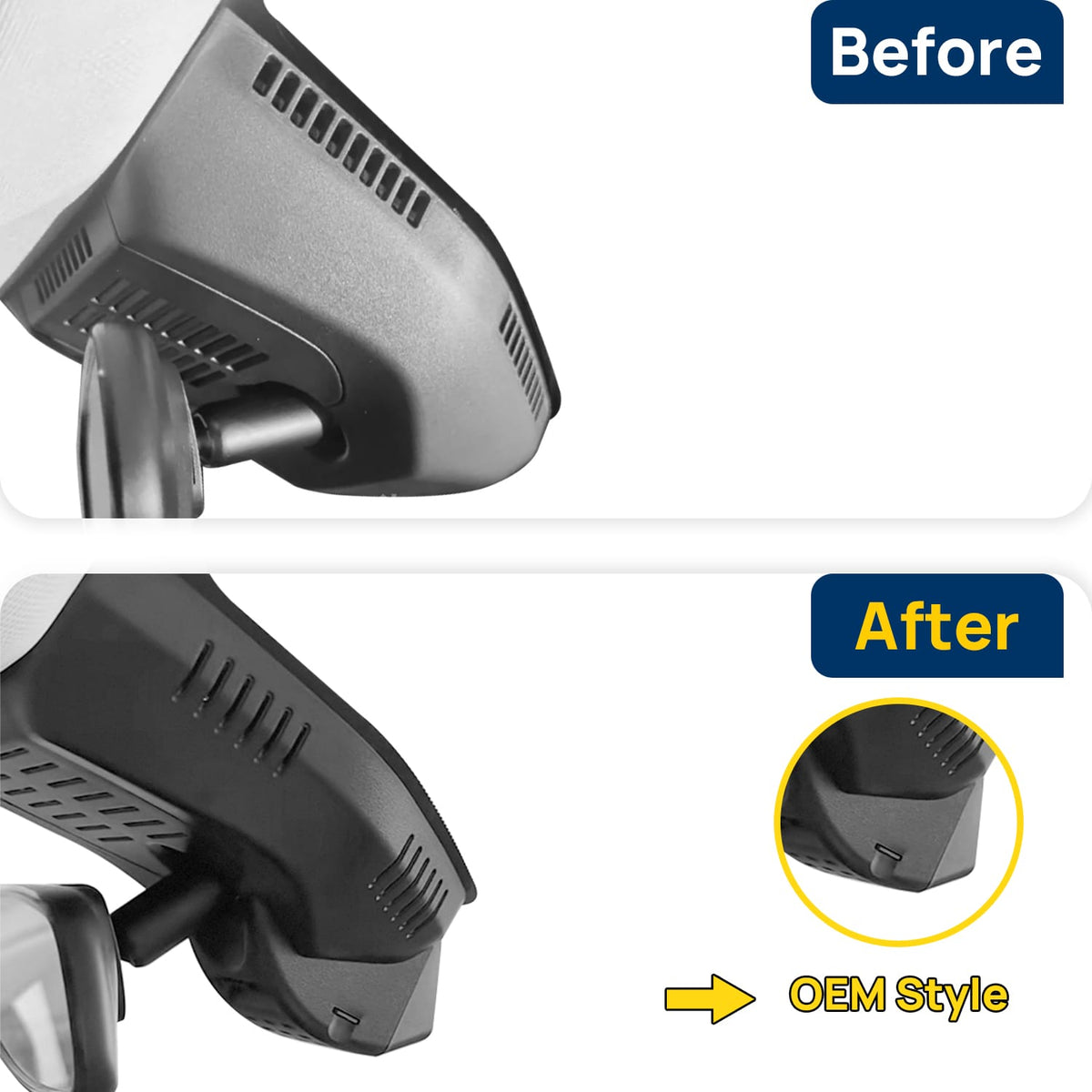 Vorher-Nachher Vergleich: Xplywi 1080P Frontkamera Dashcam Kompatibel mit Chevrolet Equinox Plus 2024 2025, diskrete OEM-Installation