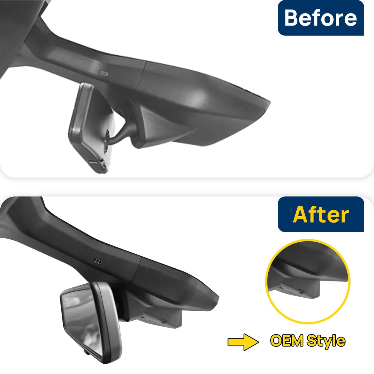 Vorher-Nachher Vergleich: Xplywi 1080P Frontkamera Dashcam Kompatibel mit Volkswagen ID.3 Cupra Born 2019-2026, diskrete OEM-Installation