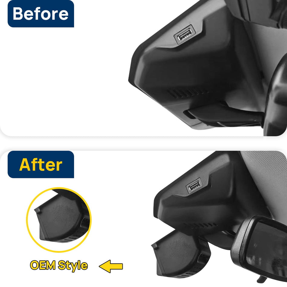 Vorher-Nachher Vergleich: Xplywi 1080P Frontkamera Dashcam Kompatibel mit Haval H9 2015-2023, diskrete OEM-Installation