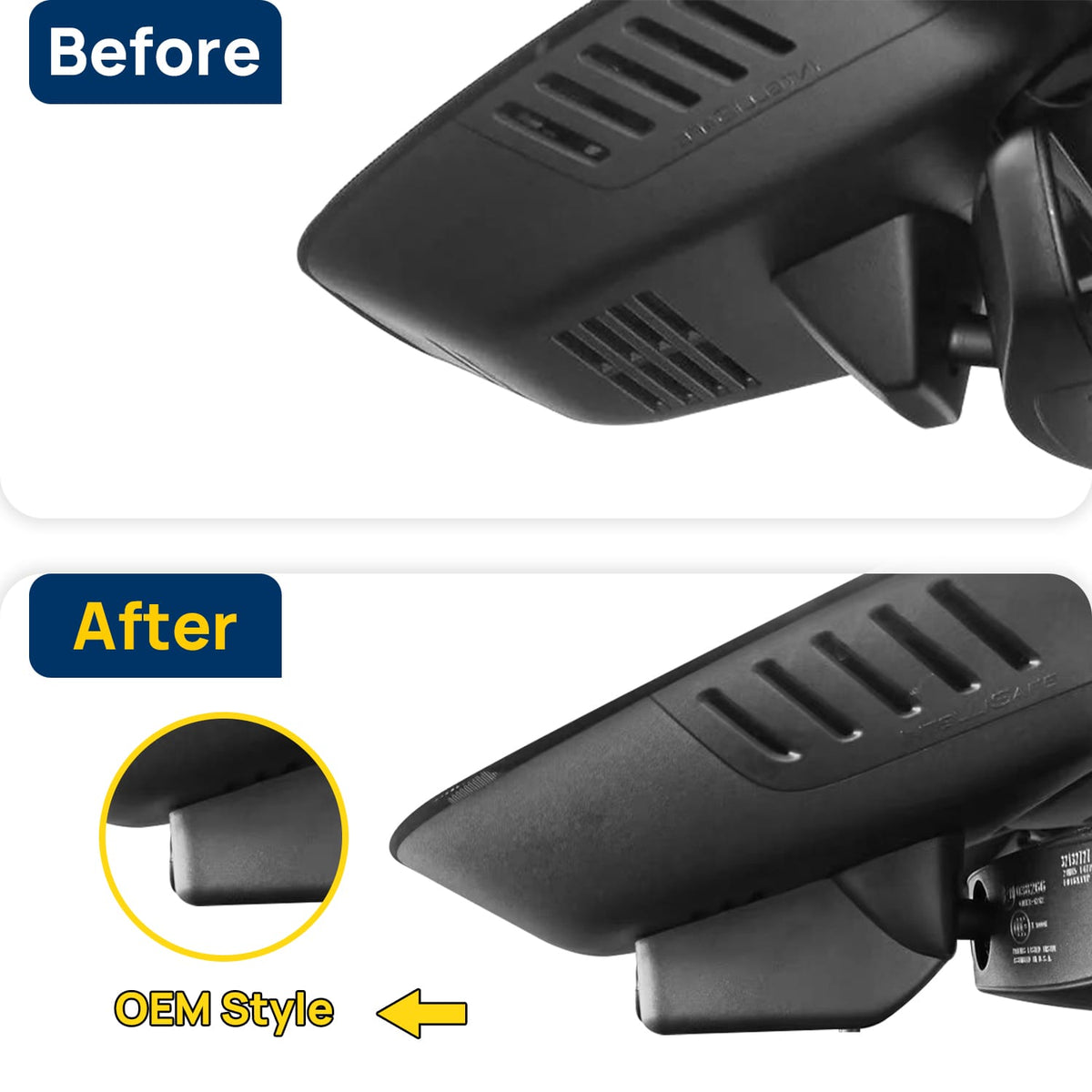 Vorher-Nachher Vergleich: Xplywi 4K/1080P Doppel Dashcam Autokamera Kompatibel mit Volvo XC40 & XC40 Recharge 2021-2025 B4 B5 T4 T5 P8, diskrete OEM-Installation