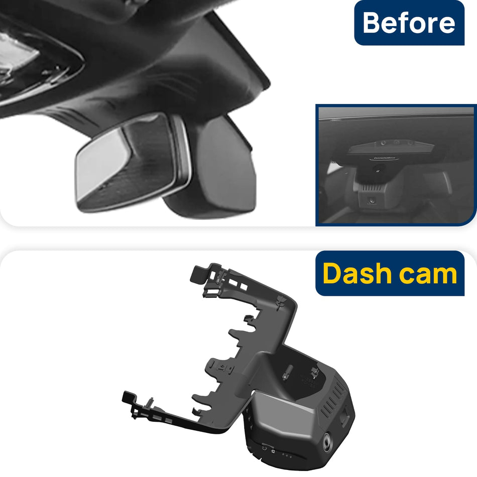 Vorher-Nachher Vergleich: Xplywi 4K/1080P Doppel Dashcam Autokamera Kompatibel mit BMW M4 Coupe G82 2025, diskrete OEM-Installation