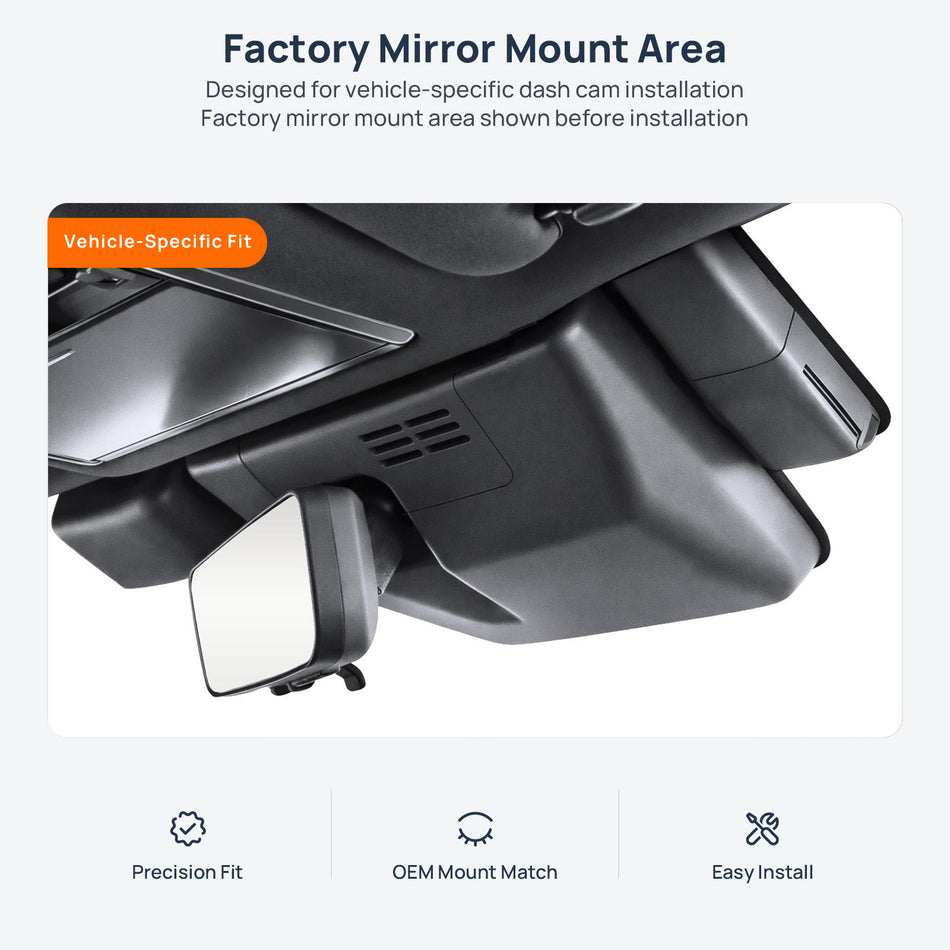 Factory mirror mount area for Lexus LX 700h dash cam installation
