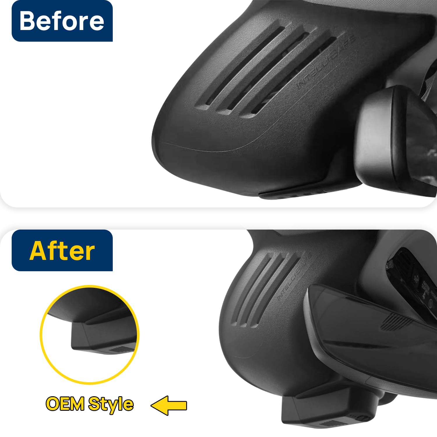 Vorher-Nachher Vergleich: Xplywi 4K Frontkamera Dashcam Kompatibel mit Volvo S90 V90 2017-2021 & XC60 2018-2021 T5 T6, diskrete OEM-Installation