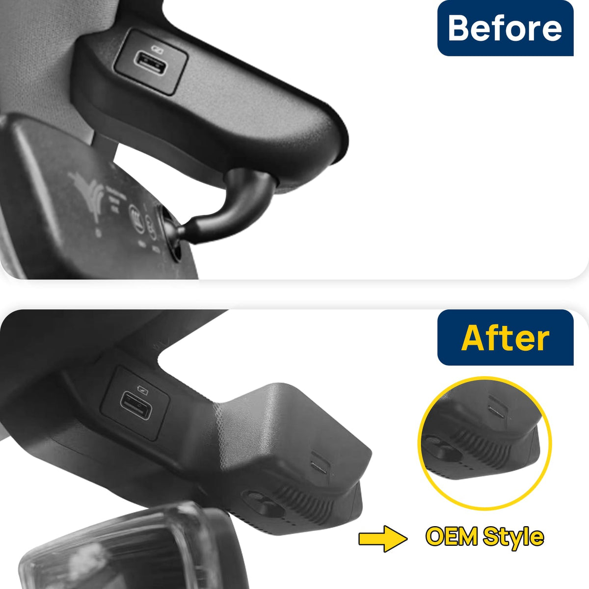 Vorher-Nachher Vergleich: Xplywi 4K Frontkamera Dashcam Kompatibel mit Nezha U 2022 2023, diskrete OEM-Installation