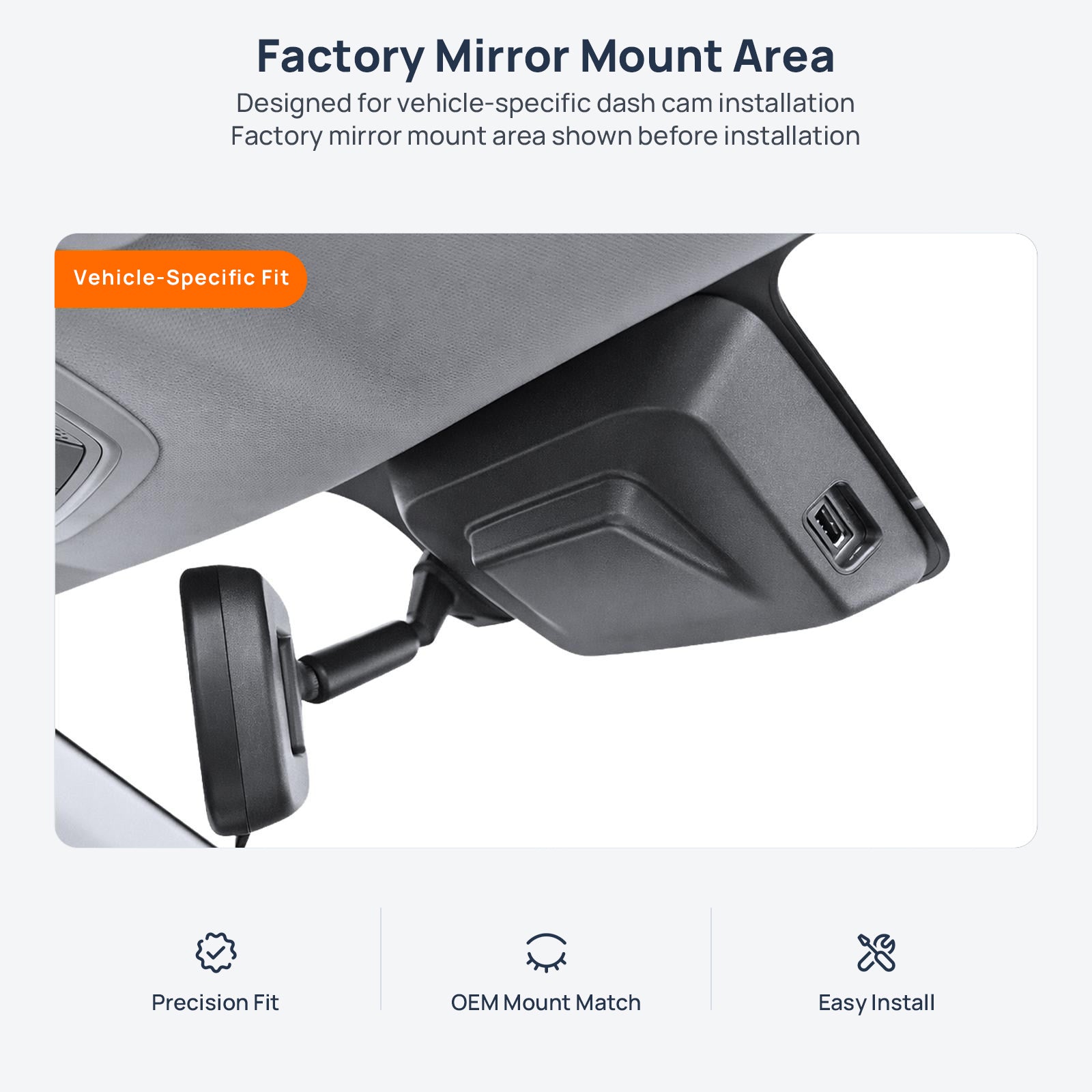 Factory mirror mount area for HAVAL H6S (H6 GT) dash cam installation