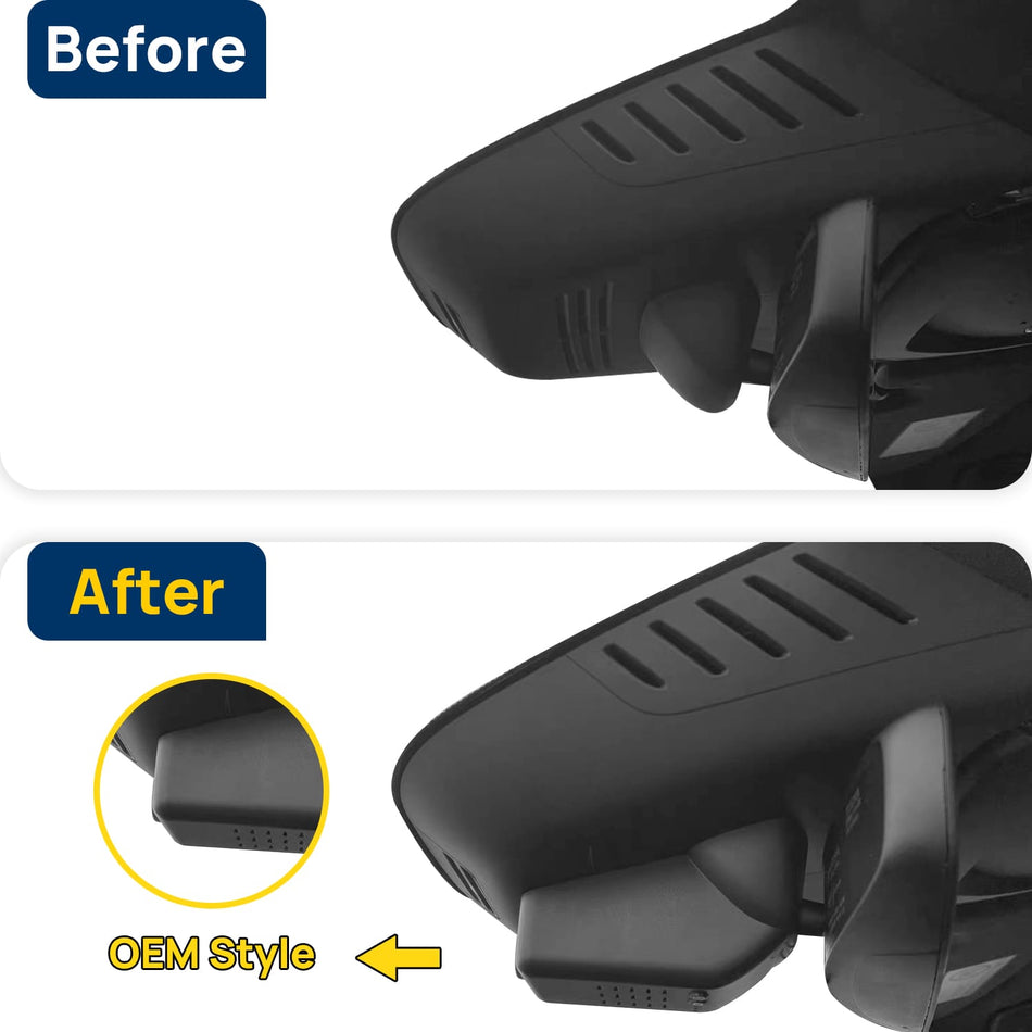 Vorher-Nachher Vergleich: Xplywi 2K Frontkamera Dashcam Kompatibel mit Polestar 2 2021-2024, diskrete OEM-Installation