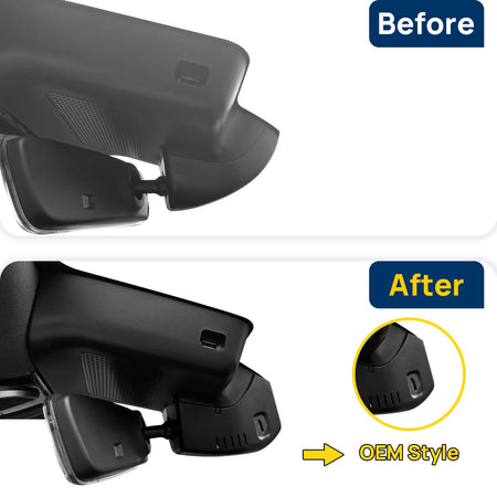 Vorher-Nachher Vergleich: Xplywi 1080P Frontkamera Dashcam Kompatibel mit Hongqi H6 2023, diskrete OEM-Installation