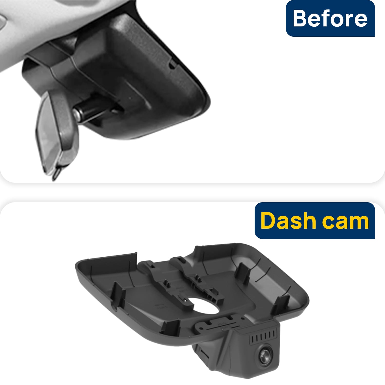 Vorher-Nachher Vergleich: Xplywi 1080P Frontkamera Dashcam Kompatibel mit Changan Hunter Lantazhe EV 2024, diskrete OEM-Installation