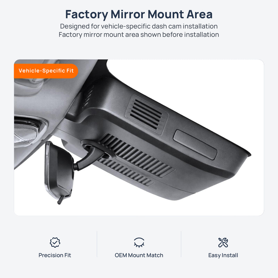 Factory mirror mount area for JAECOO J9 dash cam installation