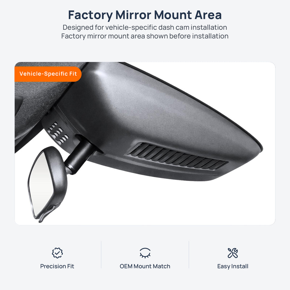 Factory mirror mount area for Mazda3 BM/BN dash cam installation
