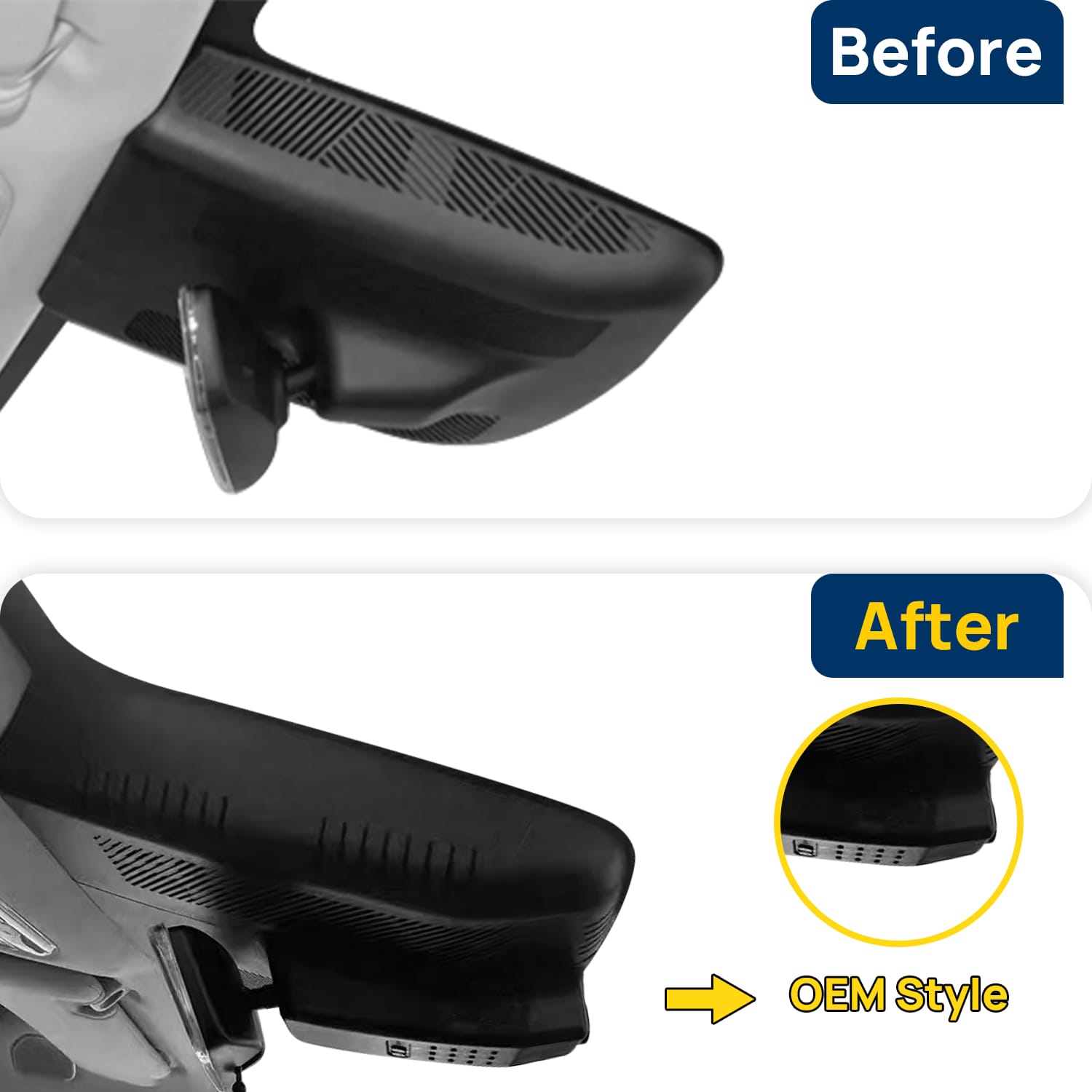 Vorher-Nachher Vergleich: Xplywi 1080P Frontkamera Dashcam Kompatibel mit GAC AION Hyper GT 2023-2025, diskrete OEM-Installation